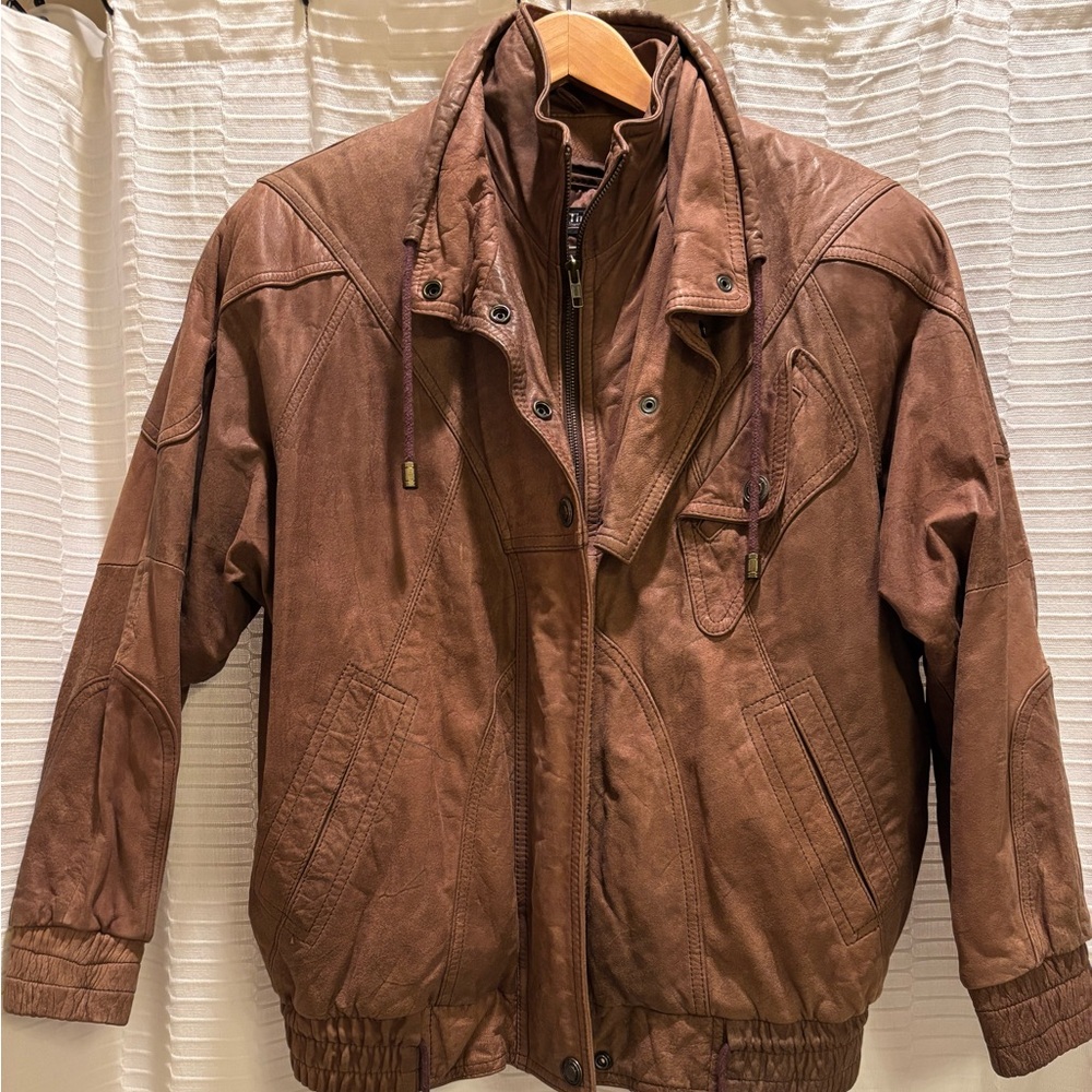 Vintage Leather Adventure Bound Thinsulate Liner Bomber Jacket Men's Size Medium